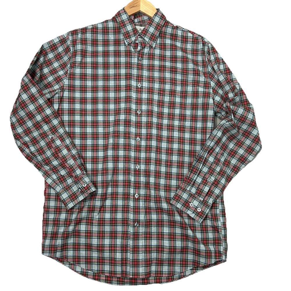 Vintage LL bean Men's M tall traditional fit Plaid button down shirt long sleeve